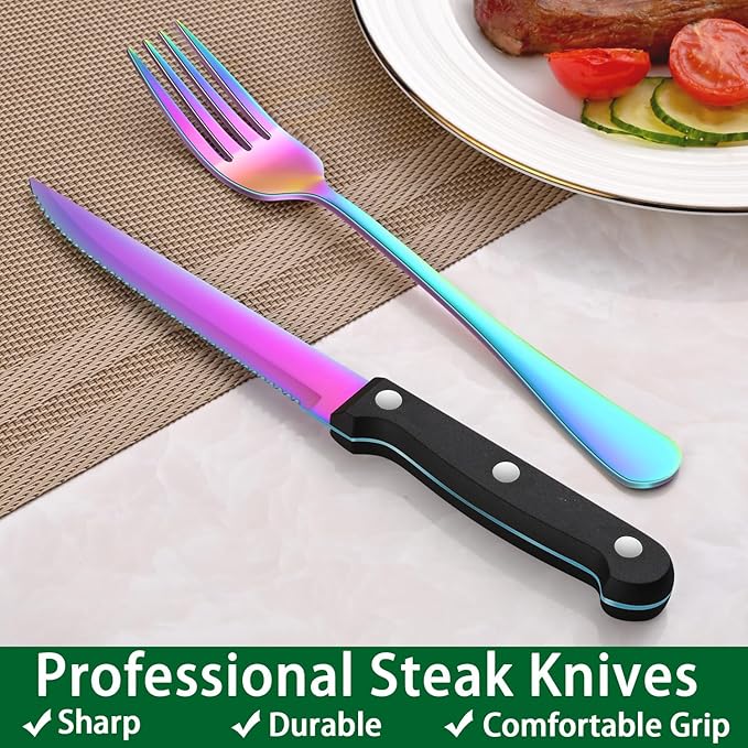 Rainbow 24 Pieces Stainless Steel Silverware Sets - Image 5