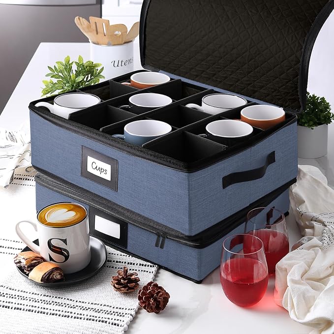 Coffee Mug Storage, 2 Pack Quilted and Stackable Coffee Cup Storage Organizer - Image 7