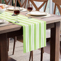Encasa XO Table Runner, Woven Cotton Dining Runner 13"x59" Franca Lime Stripes by EncasaXO