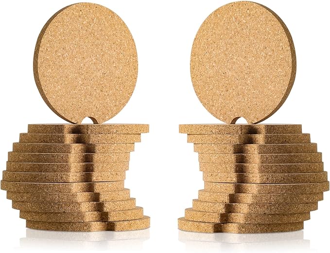24 Pcs Car Coasters Cup Holder Insert Coaster, Absorbent Cork Bar Coaster by Qeedy