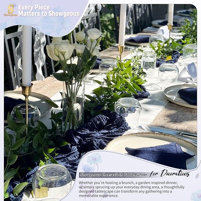 Showgeous 30 Pack Navy Blue Cheesecloth Table Runner, 17 x 108 Inches | Boho - Image 8