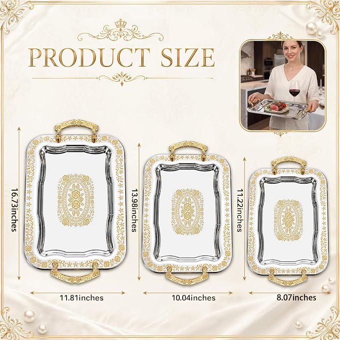3 Pack Metal Serving Trays - Image 3