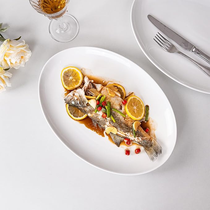 Serving Platters Set of 2 – 15.5 Inch Oval White Serving Platters, Large - Image 8