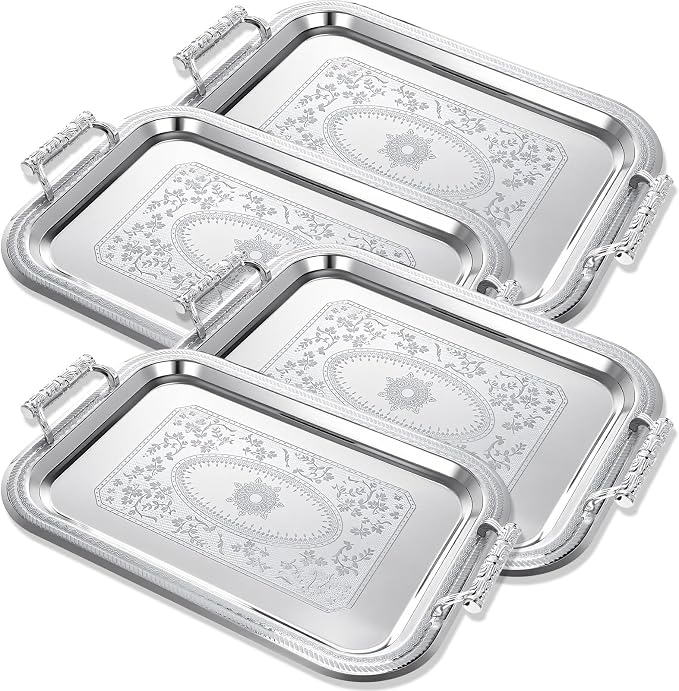 4 Pack Stainless Steel Serving Tray by Unknown