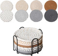 Drink Coasters Set of 8 with Holder, Cotton Woven | Absorbent cotton woven by Unknown