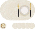 Round Faux Leather Placemat and Coaster 6 Packs, Washable Heat Resistant Dining by homing