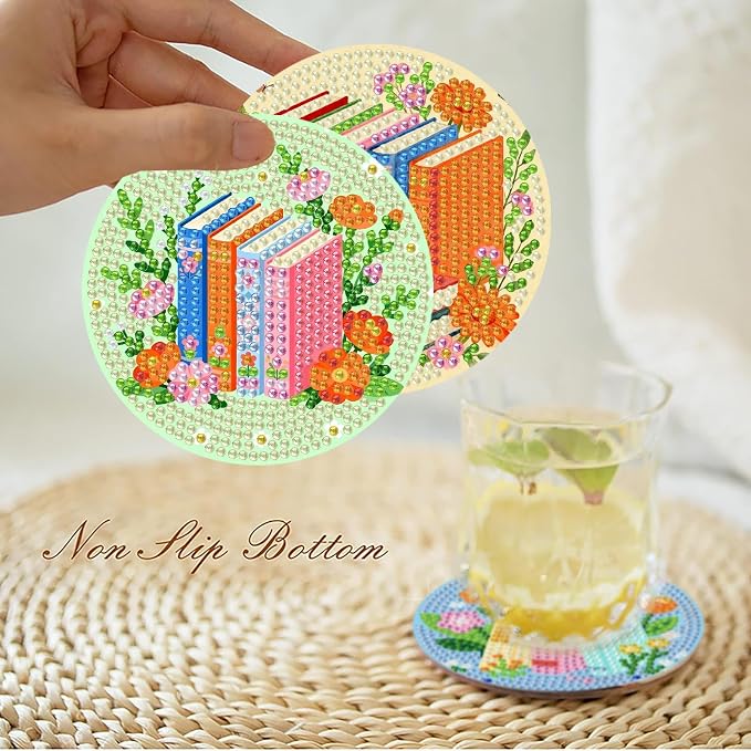 Mrnsiet 8PCS Books Diamond Art Coasters - Image 2