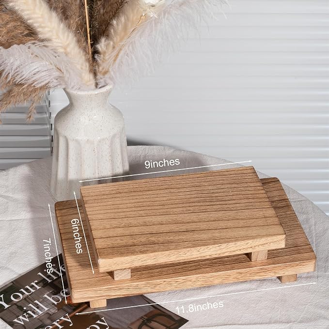 Wood Bathroom Tray Farmhouse Decor Kitchen Soap Holder, 11.8"x7" Brown | - Image 3