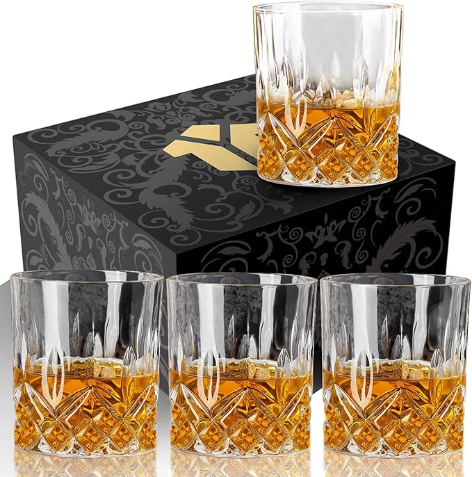 OPAYLY Whiskey Glasses Set of 4, Rocks Glasses, 10 oz Old Fashioned Tumblers by OPAYLY