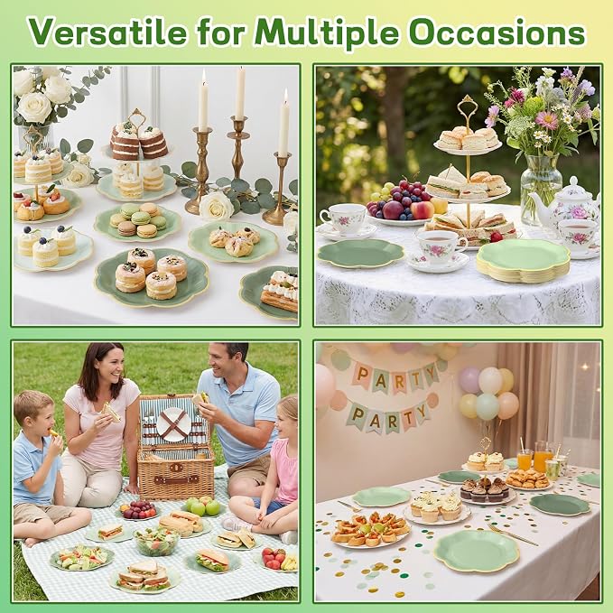 60 Pcs Sage Green Plates, 7 In Disposable Dessert Plates - Image 7