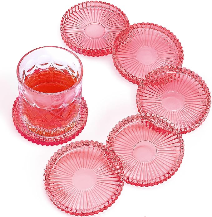 Modern Clear Glass Coasters Set of 6, Cute Coasters Table Mats by GOHDODD