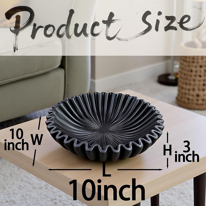 10" Large Decorative Bowl decor, Scalloped Bowls - Image 3