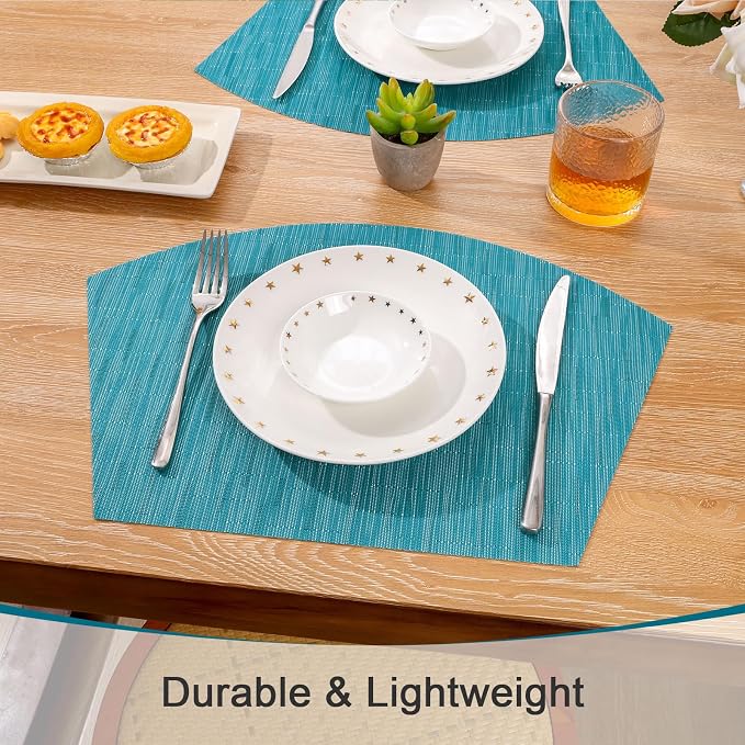 SHACOS Wedge Shape Placemats Set of 4 Round Table Placemats Heat Resistant - Image 3