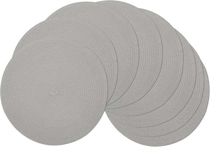 SHACOS Round Braided Placemats Set of 8 Washable Fabric Heat Resistant 15 inch by SHACOS