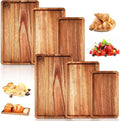 Qunclay 6 Pcs Acacia Wood Serving Trays Wooden Plates by Qunclay