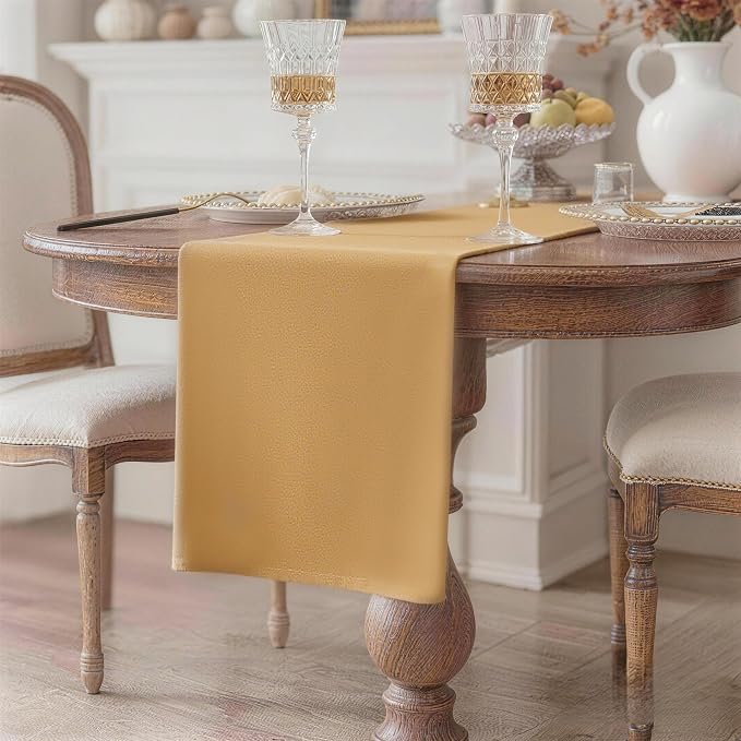 Gold Table Runner, Waterproof Washable Runners 48 Inches Long | Reusable 12x48 - Image 2