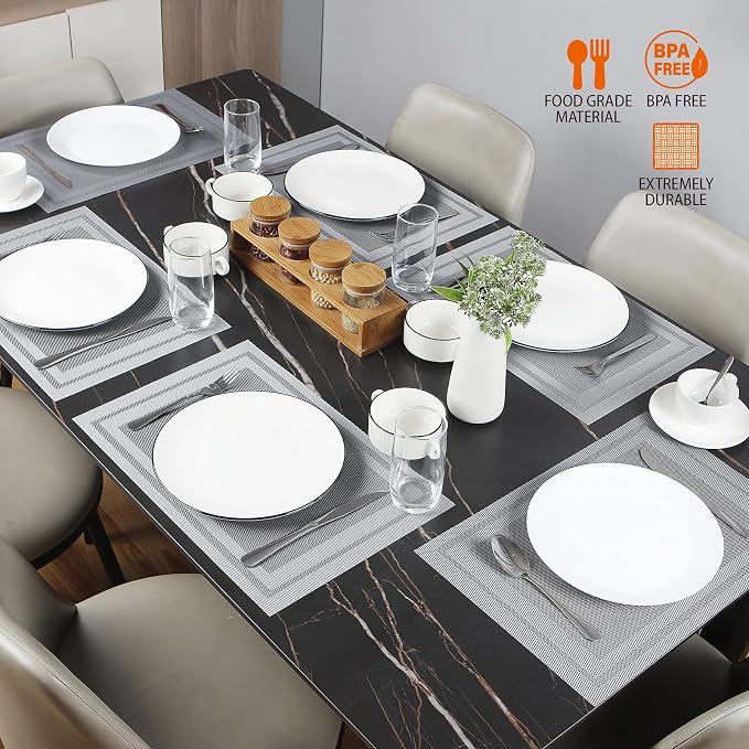 Placemats Set of 6, Vinyl PVC Heat Resistant Washable Placemats Set, Non Slip - Image 6