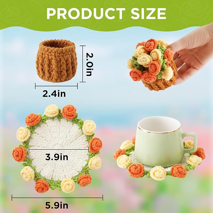Crochet Flower Coasters, Handmade Bouquet Coasters - Image 2