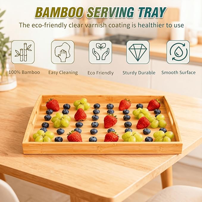 Bamboo Serving Tray Set of 2 - Image 4