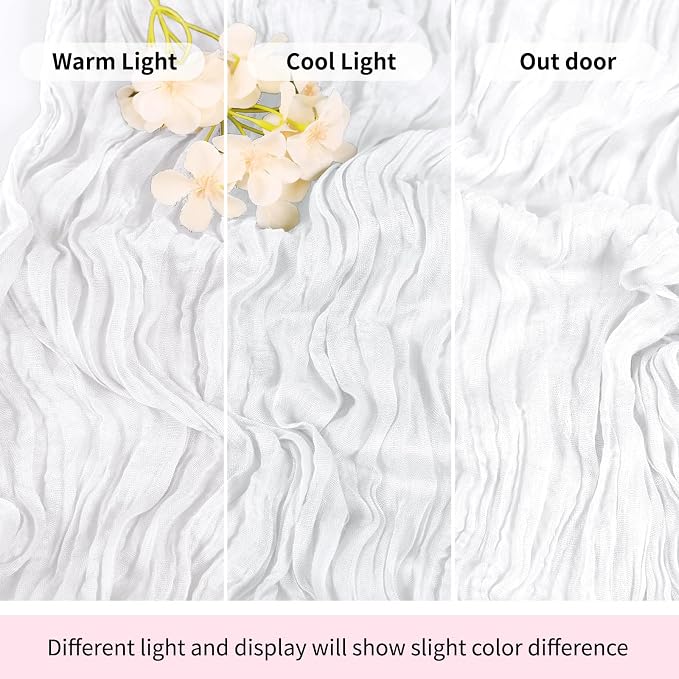 3 Pack White Cheesecloth Table Runner 17x108 Inch Semi Sheer Boho Gauze Cheese - Image 7