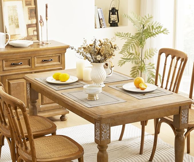 Farmhouse Burlap Place Mats, Coffee Placemats Set of 6, 12 x 18 Inch | Double - Image 7