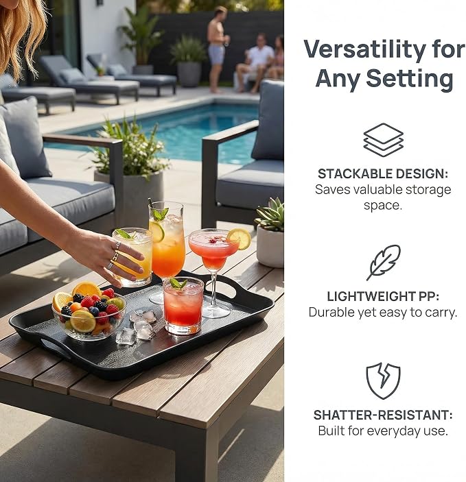 Cedilis 3 Pack Black Serving Trays - Image 6