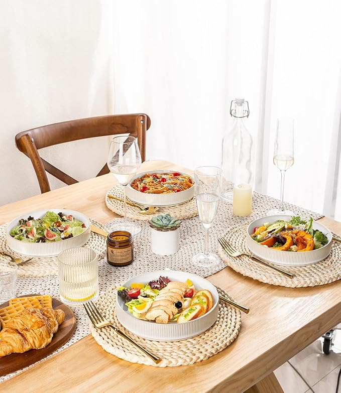 7.5" Ceramic Pasta Bowls Set of 4, Salad Bowls | Versatile Serving Bowls - Image 6