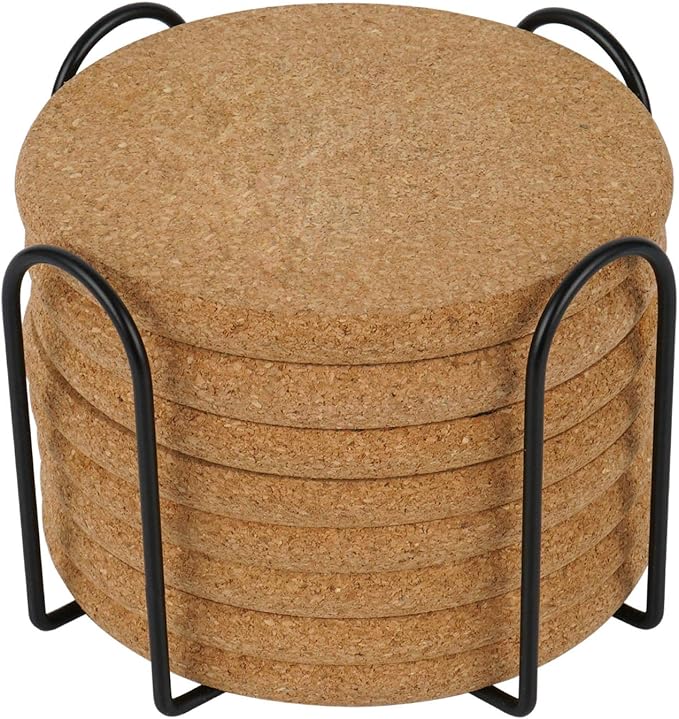 8 Pcs Drink Coasters with Holder, Thicker Cork Coasters - Image 9