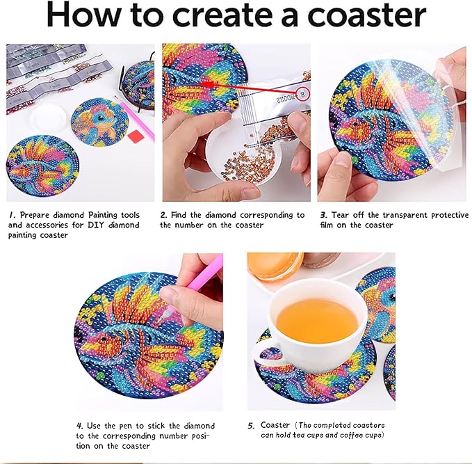 Mrnsiet 8PCS Diamond Art Coasters - Image 4