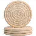 4PC Oversized Drink Coasters Set of 4, Large Woven Cotton Coasters, Boho by HIYALOT