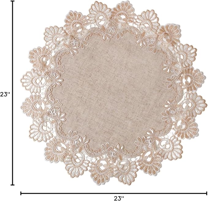 European Antique Jacquard Lace Table Doilies, Small Farmhouse Linen Embroidered - Image 10