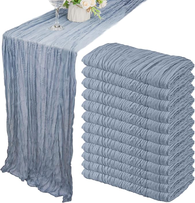 12 Pack 13Ft Cheesecloth Boho Gauze Table Runner by Fivenl