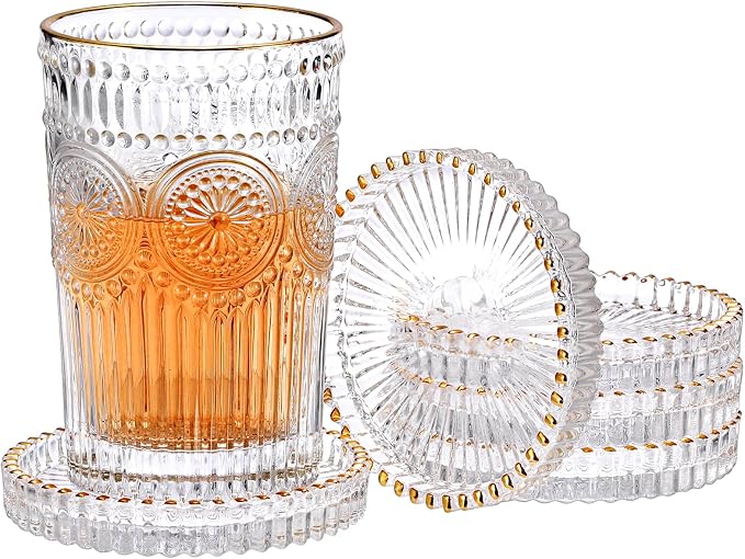 Set of 5 Modern Clear Coaster-Glass Coasters by Unknown