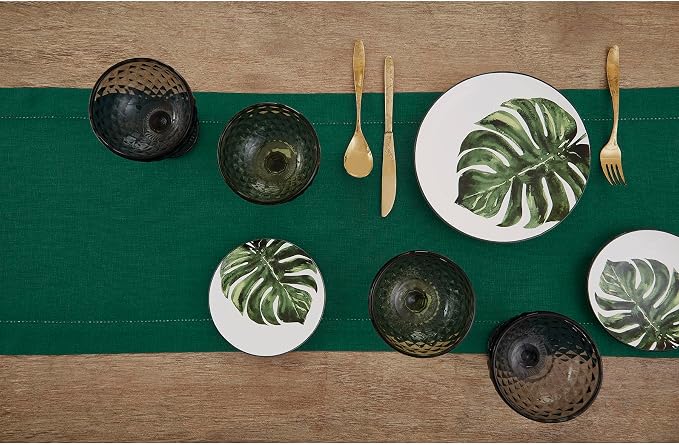 Solino Home 100% Pure Linen Table Runner Rainforest Hemstitch, 14 x 72 in | - Image 3