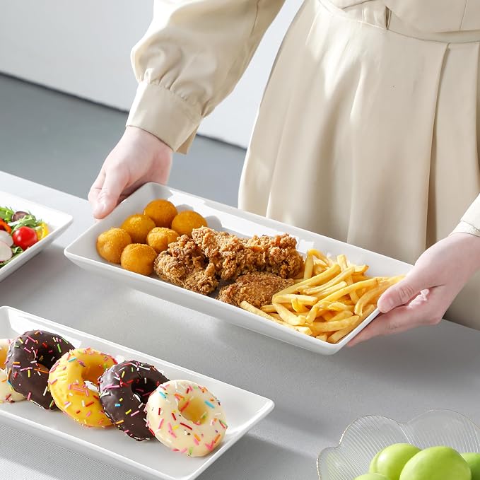 MALACASA 3 Tier Serving Trays for Party, 12 Inch Porcelain White Trays for - Image 5