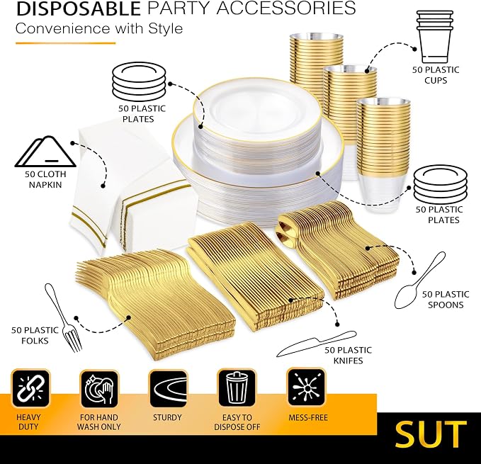SUT 350Pcs Plastic Dinnerware Set - Image 5