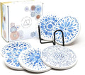 AD Set of 6 Coasters for Drinks Absorbing Round Ceramic Stone Coaster by AD