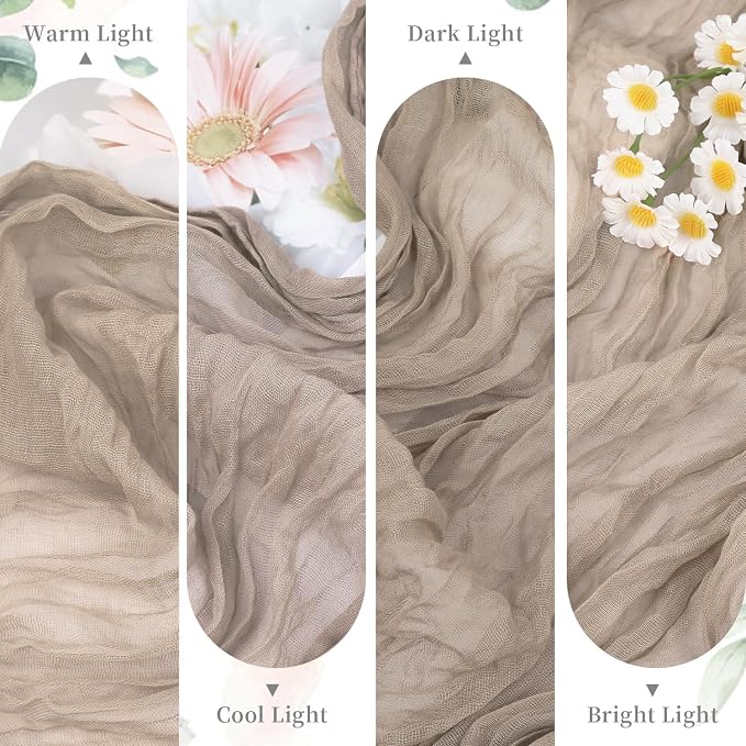3 Pack Nude Cheesecloth Table Runner, 10ft Light Brown Runner - Image 7