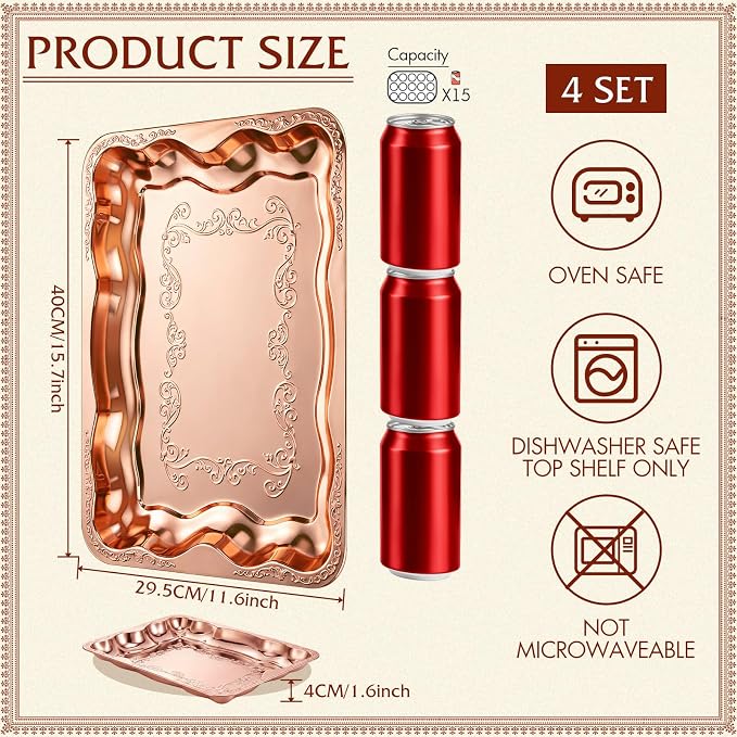 FoldTier 4 Pack Serving Trays Set - Image 3