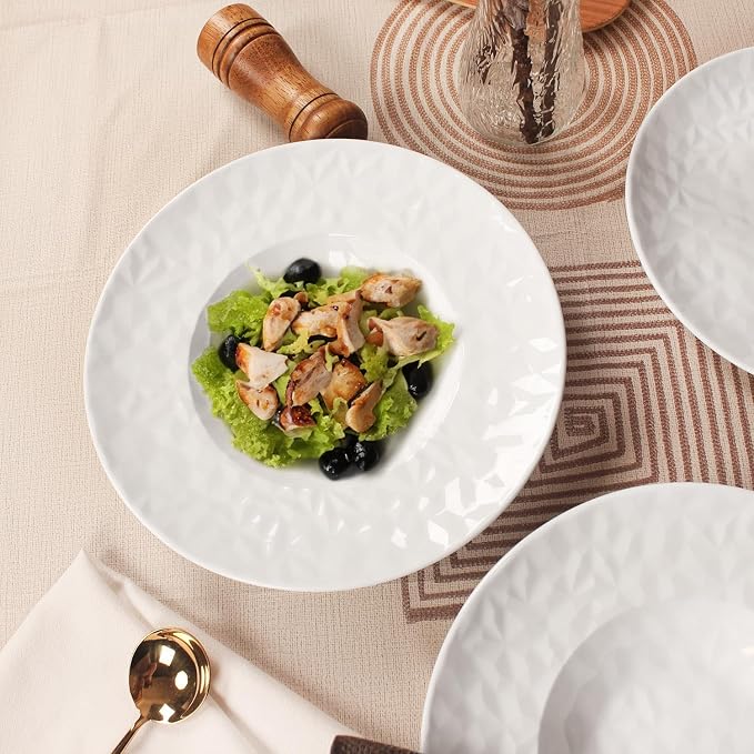Porcelain Soup Bowls soup Plate Pasta Bowl Set of 4 Shallow Bowl Plates - Image 5