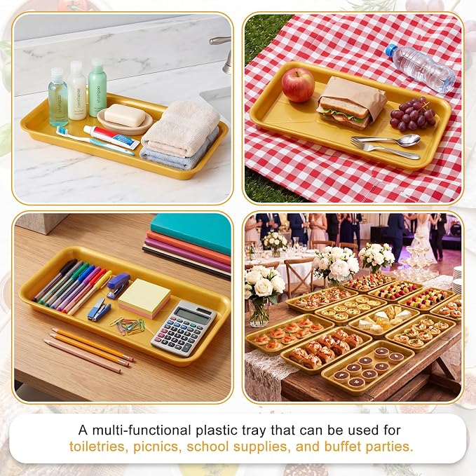 20 Pcs Serving Platters 14 x 6 Inch Rectangle Serving Trays Reusable Food Tray - Image 5