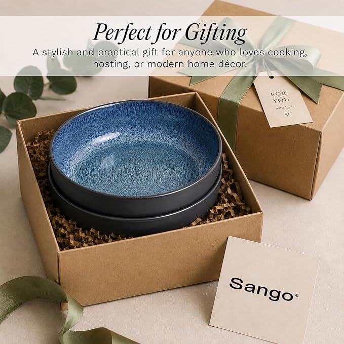 Sango Resona Blue & Black Large Serving Bowl, 64.25 oz, Salad & Dinner - Image 6