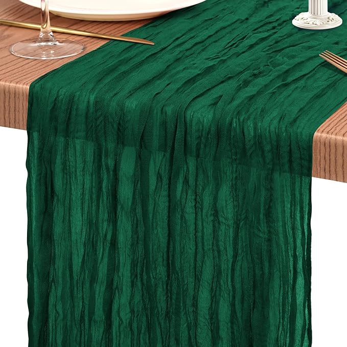 18 Pack Cheesecloth Table Runner 10FT Emerald Green Table Runner Boho Gauze - Image 9