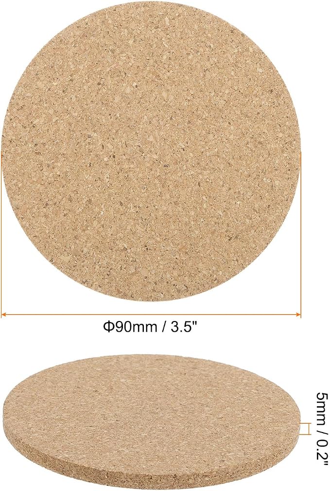 HARFINGTON 12pcs Cork Coasters 3.5 Inch 0.2 Inch Thick Non-Slip Heat-Resistant - Image 2
