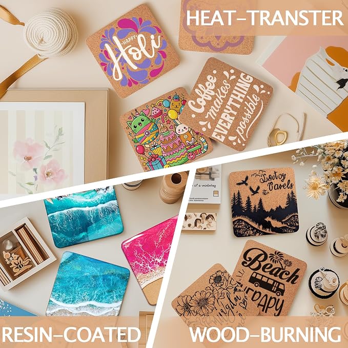 100 PCS Cork Coasters for Laser Engraving, Thick Absorbent Blank Coasters | 4 - Image 6