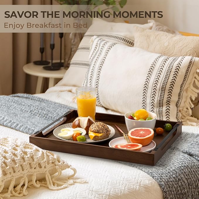 Wooden Serving Tray with Metal Handles|Ottoman Tray - Image 2
