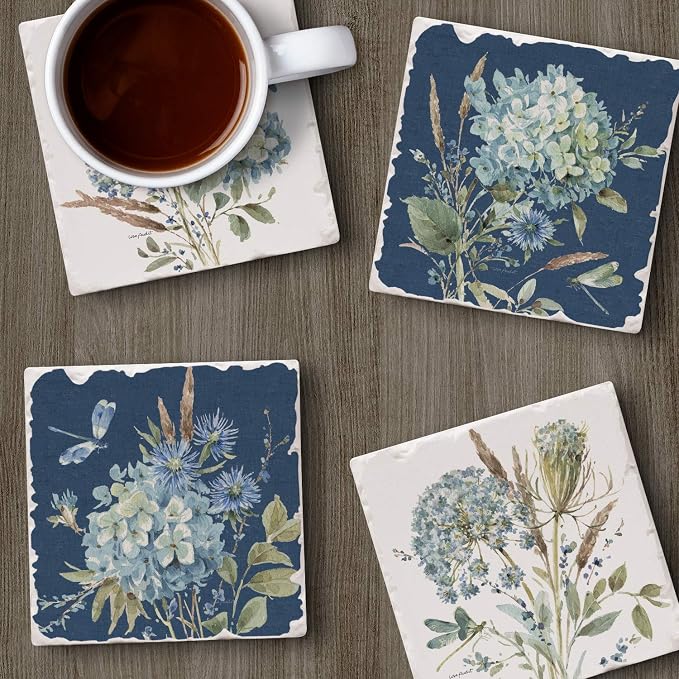 Thirstystone Bohemian Blue 4 Pack Assorted Tumbled Tile Stone Coasters | 4" - Image 6
