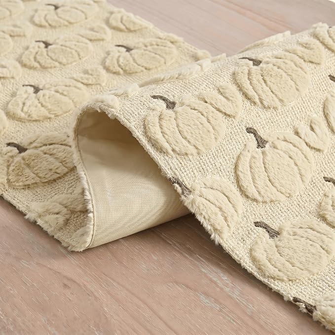 Artoid Mode Beige Soft Faux Fur Fall Table Runner 13x108 Inch | Seasonal - Image 6