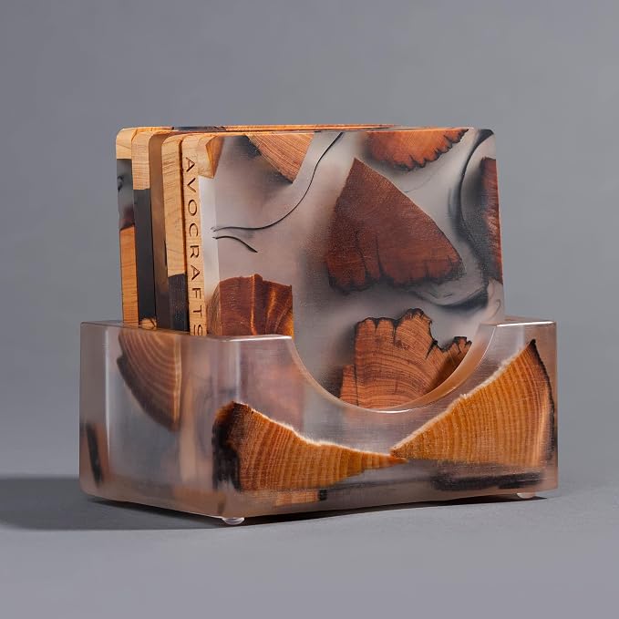 Wooden Coasters Set, Epoxy Modern Coasters - Image 7