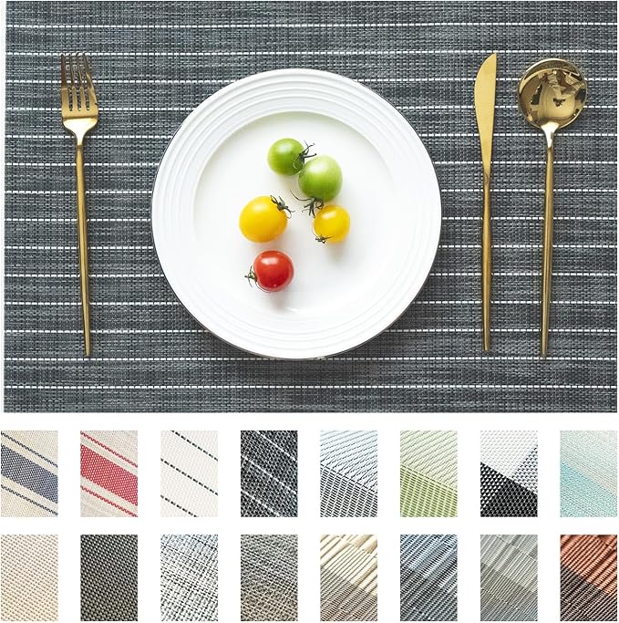 Placemats Set of 6 Vinyl/Plastic Woven Place Mats by Unknown